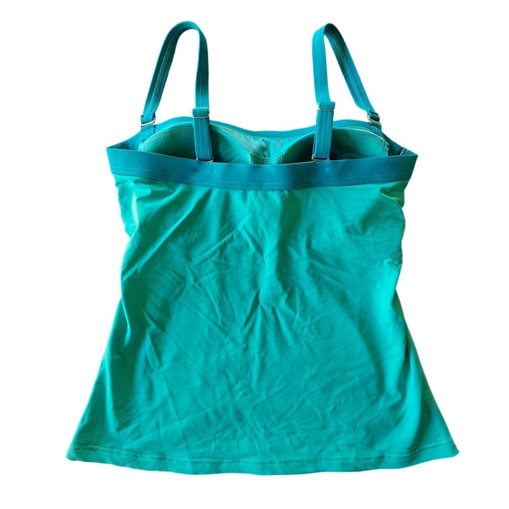 Lands End Tummy Control Ruched Tankini Swim Top Size 2 Teal EUC - Picture 2 of 8